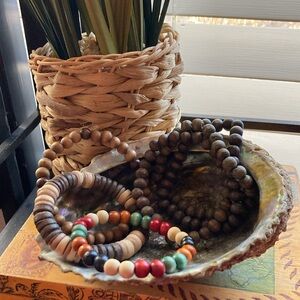 Boho Collection of 6 wood bead stretch bracelets